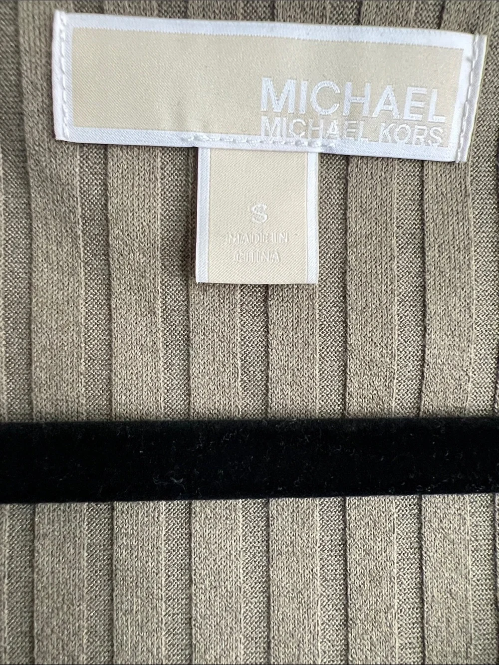 Michael Kors Olive Ribbed Lace-Up Shoulder Mini Dress
